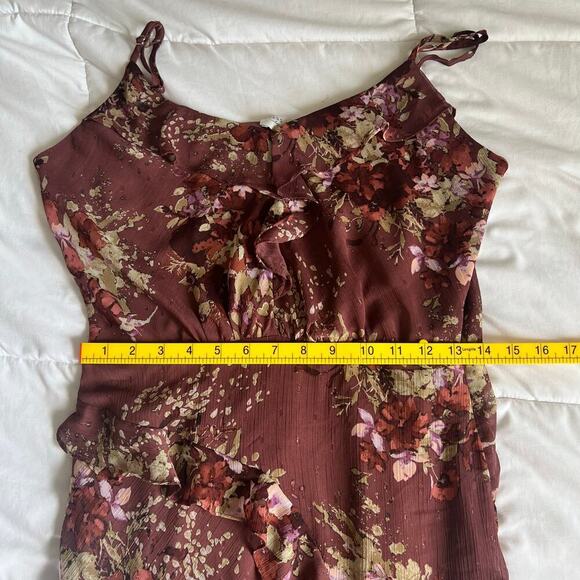 Dress Forum Womens Feminine Ruffle Tiered Dress Wine Size Large - Picture 10 of 12